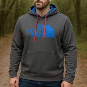 The North Face Surgent Tech Fleece Hoodie Men's XL Gray Blue Red